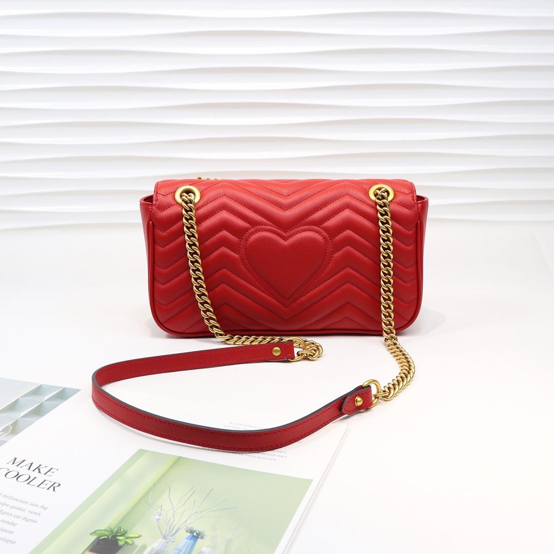 Gvc*1 Marmont small matelassé shoulder bag 26cm Red 443497 Bagsaa