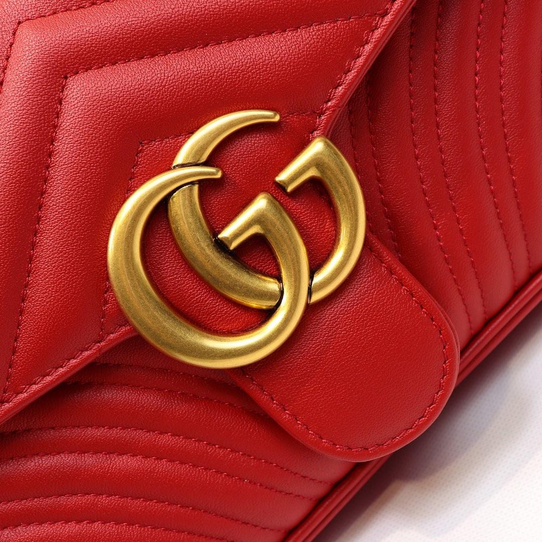 Gvc*1 Marmont small matelassé shoulder bag 26cm Red 443497 Bagsaa