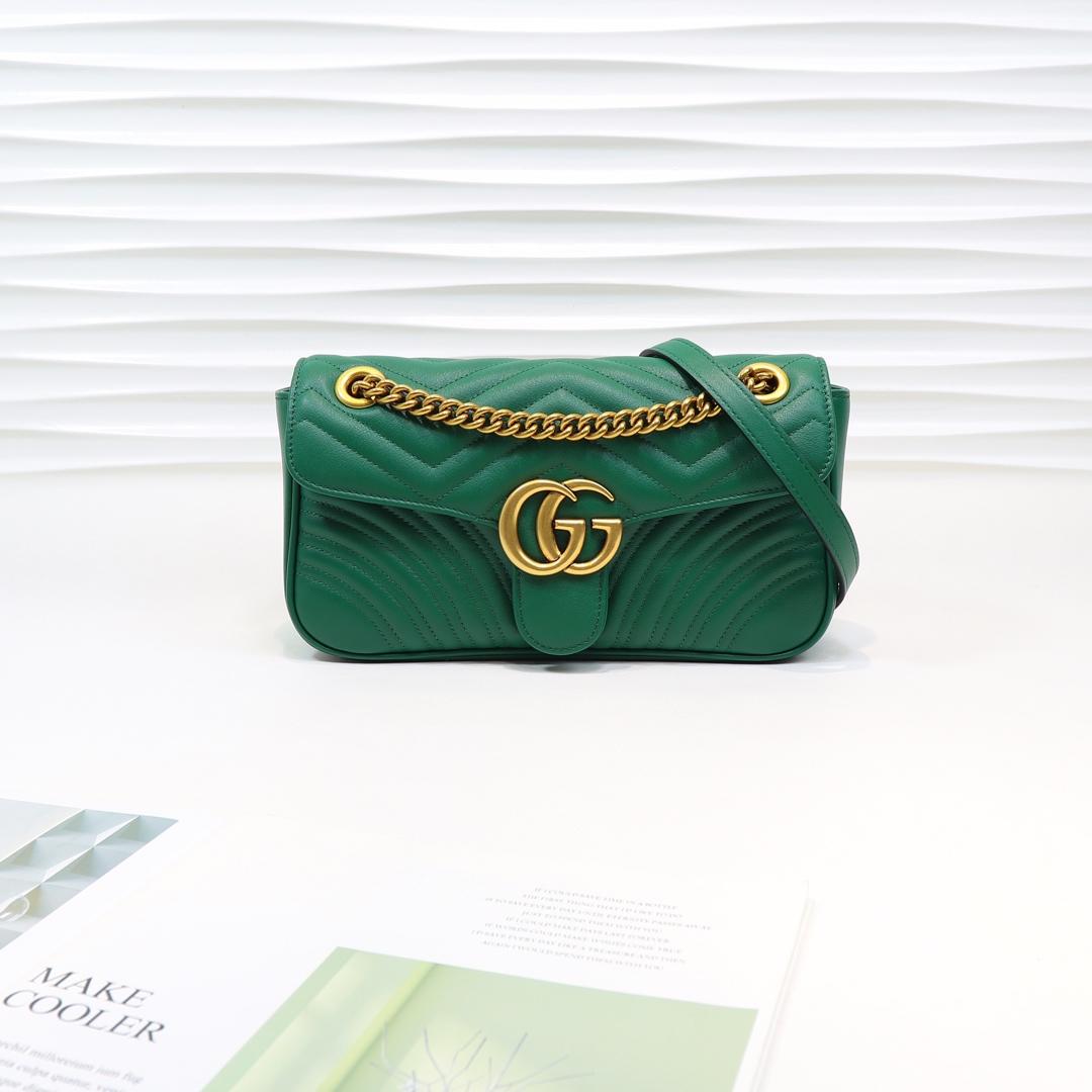 Gvc*1 Marmont small matelassé shoulder bag Green 26cm 443497 Bagsaa