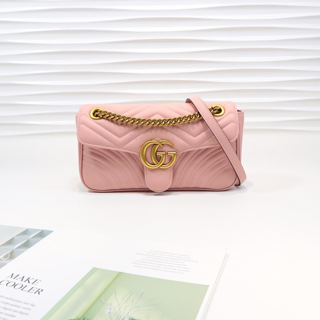 Gvc*1 Marmont Small Matelassé Shoulder Bag Pink 26cm 443497