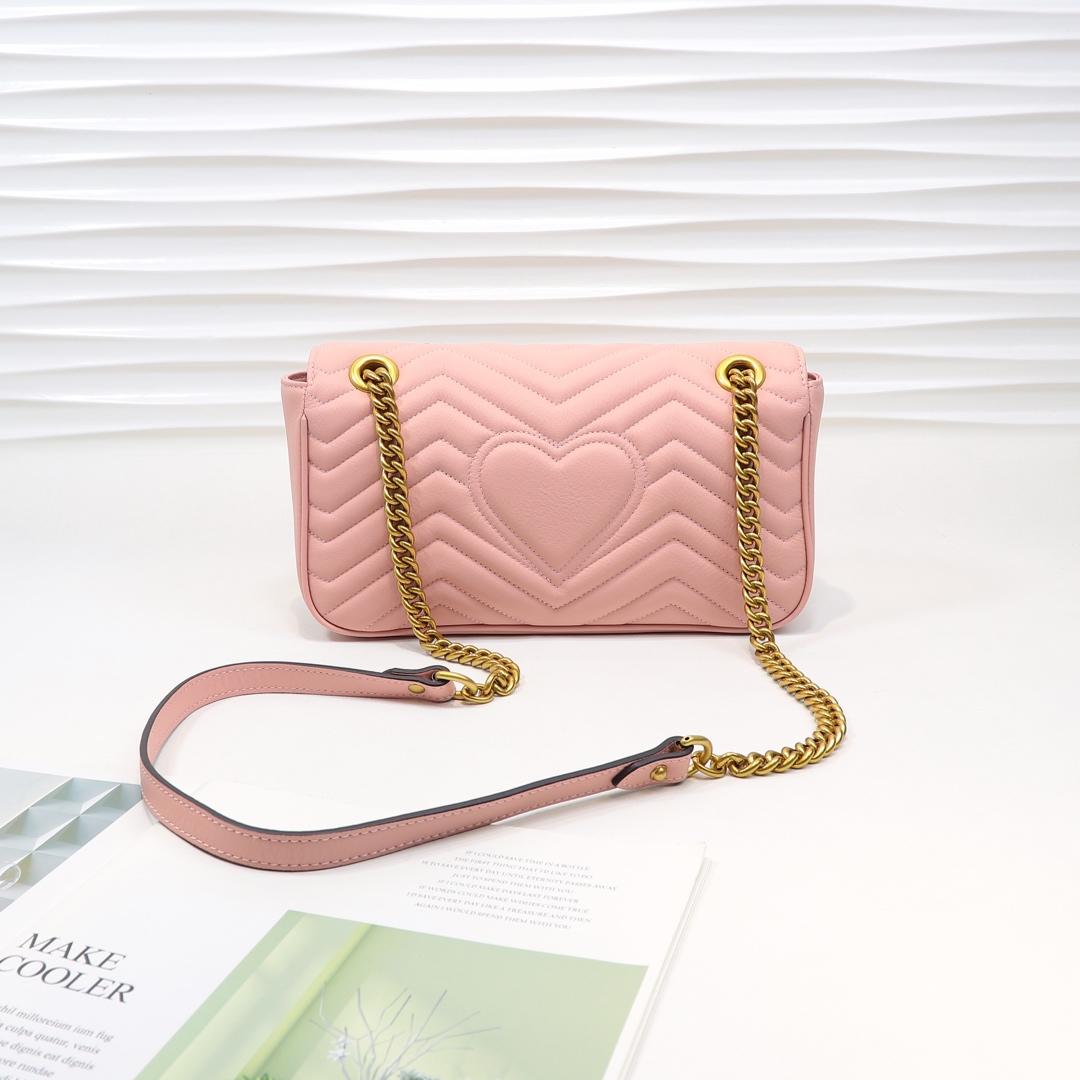 Gvc*1 Marmont Small Matelassé Shoulder Bag Pink 26cm 443497