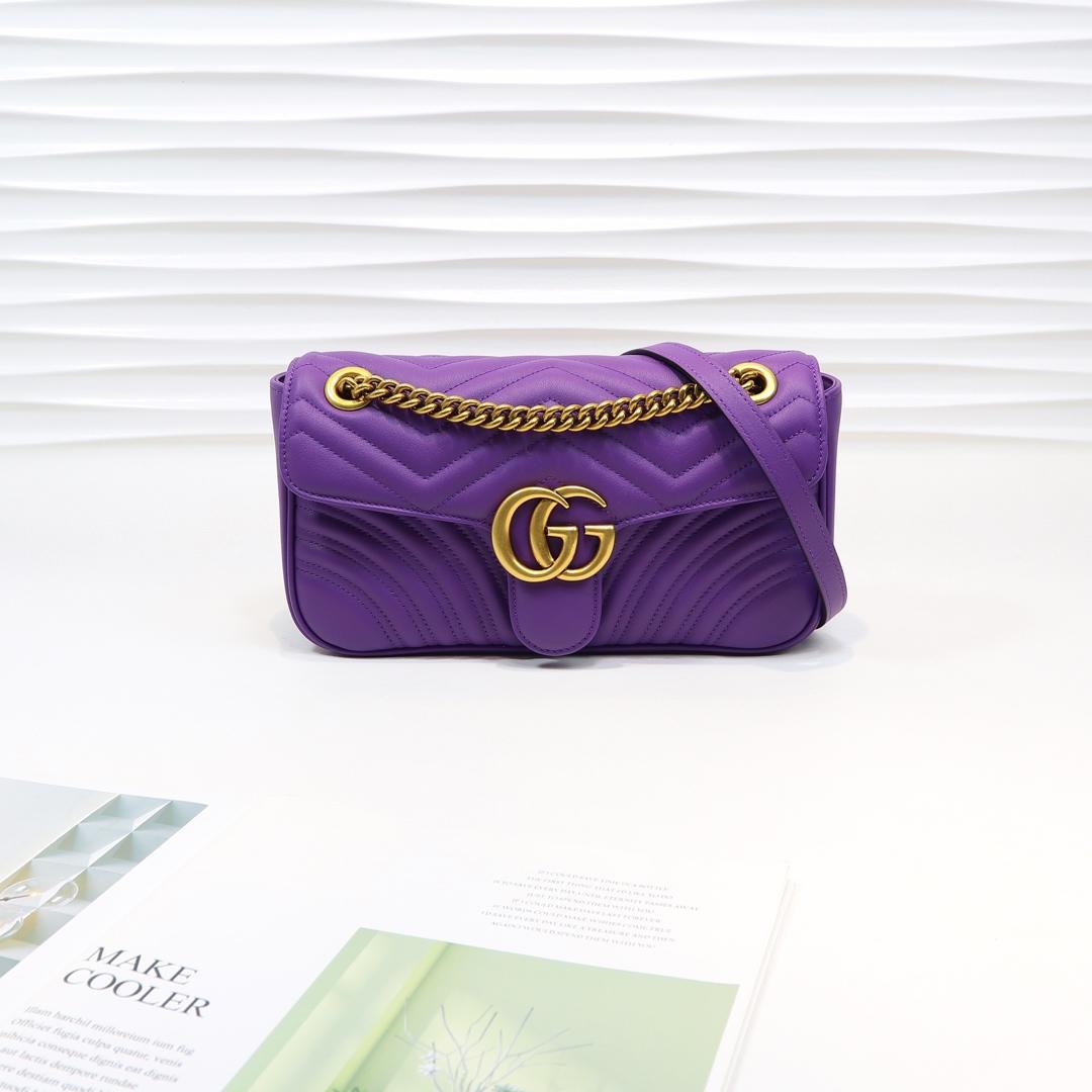 Gvc*1 Marmont Small Matelassé Shoulder Bag Purple 26cm 443497 Bagsaa
