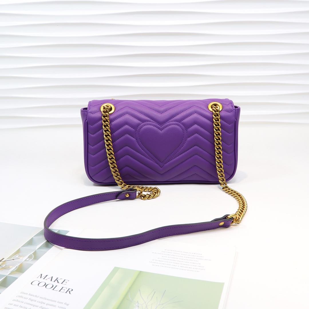 Gvc*1 Marmont Small Matelassé Shoulder Bag Purple 26cm 443497 Bagsaa
