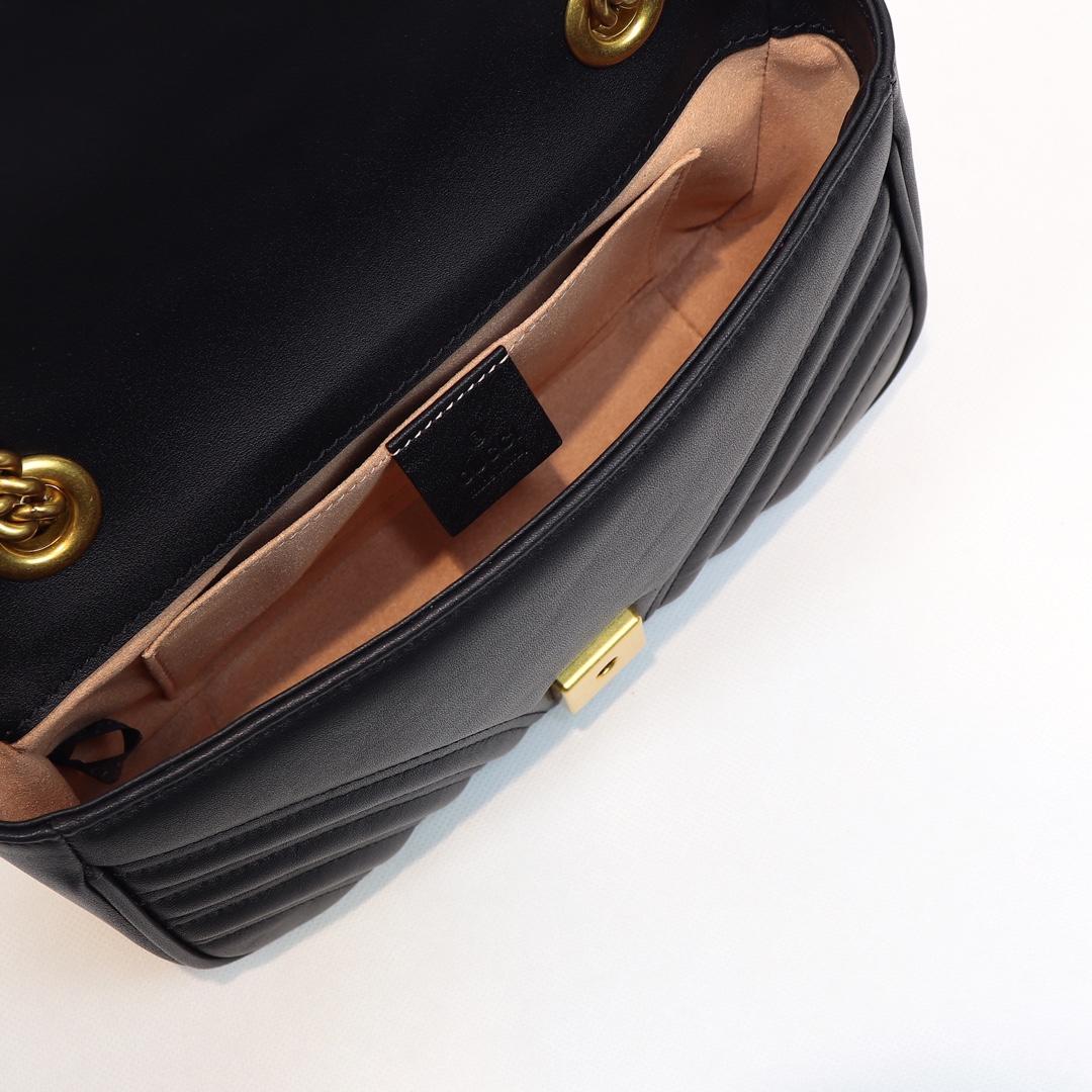 Gvc*1 Marmont Mini Matelassé Shoulder Bag Black 23cm 446744 Bagsaaa