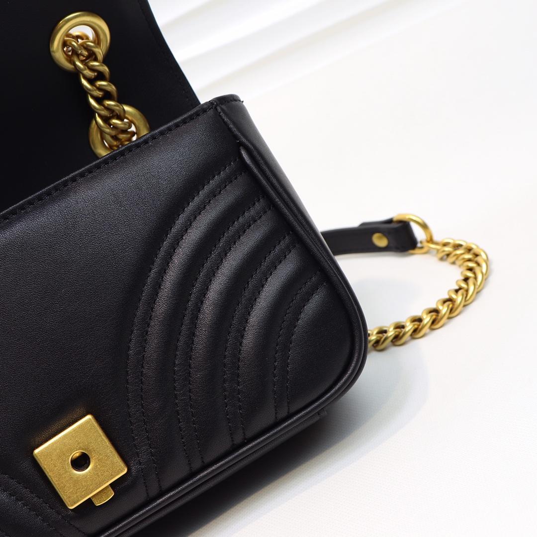 Gvc*1 Marmont Mini Matelassé Shoulder Bag Black 23cm 446744 Bagsaaa