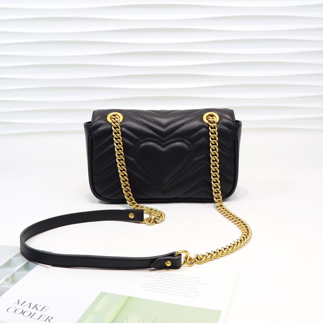 Gvc*1 Marmont Mini Matelassé Shoulder Bag Black 23cm 446744 Bagsaaa