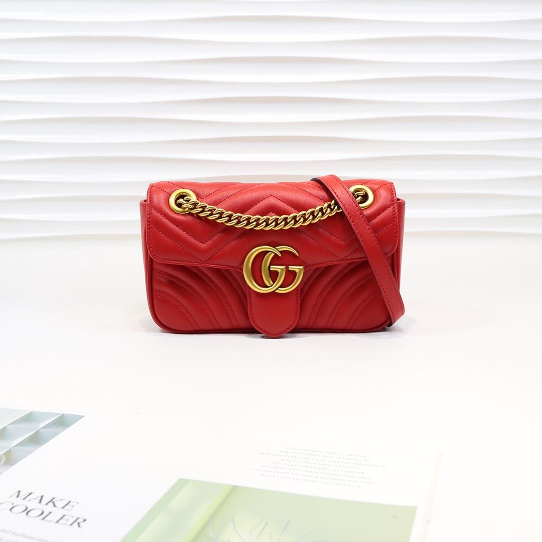 Gvc*1 Marmont Mini Matelassé Shoulder Bag Red 23cm 446744 Bagsaa