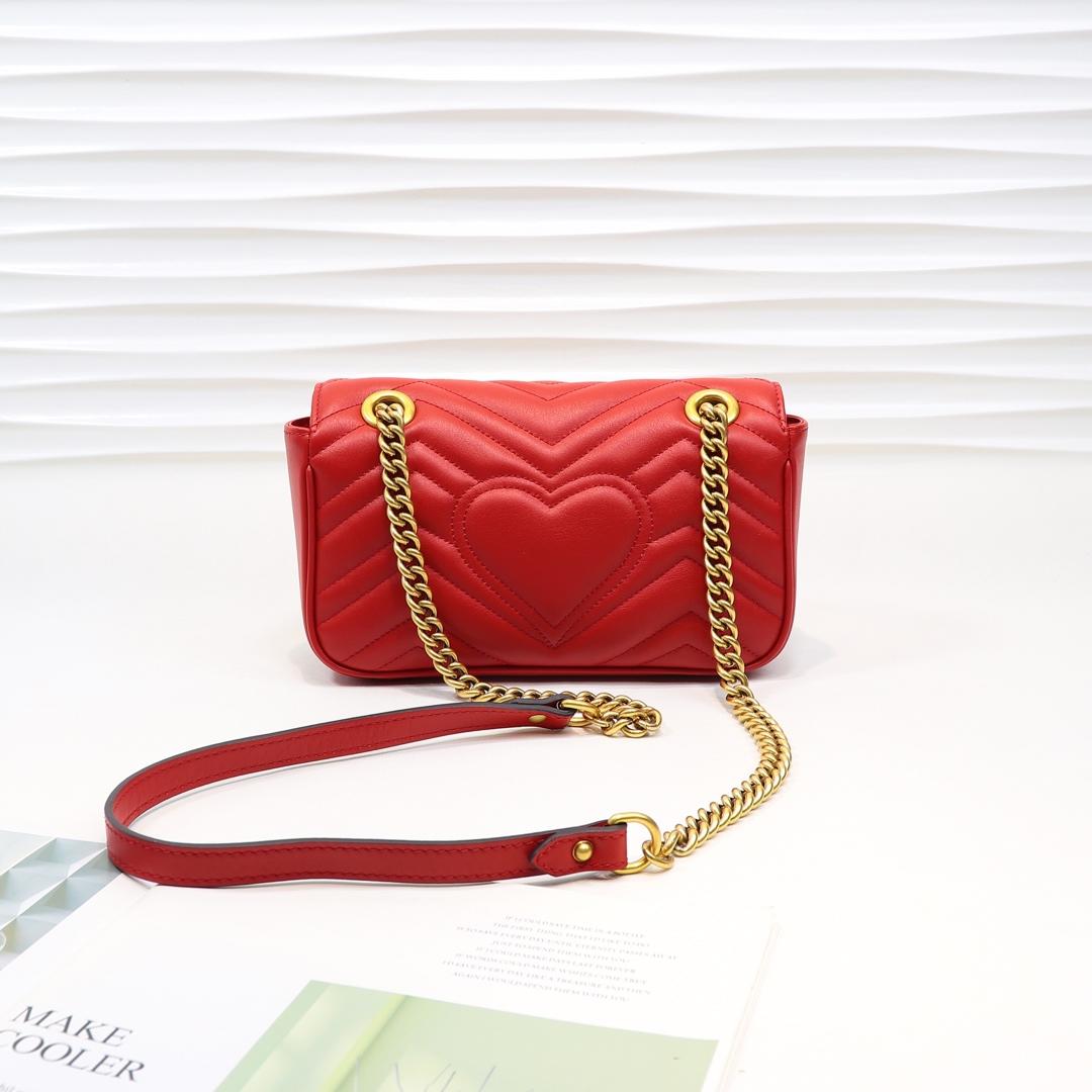 Gvc*1 Marmont Mini Matelassé Shoulder Bag Red 23cm 446744 Bagsaa