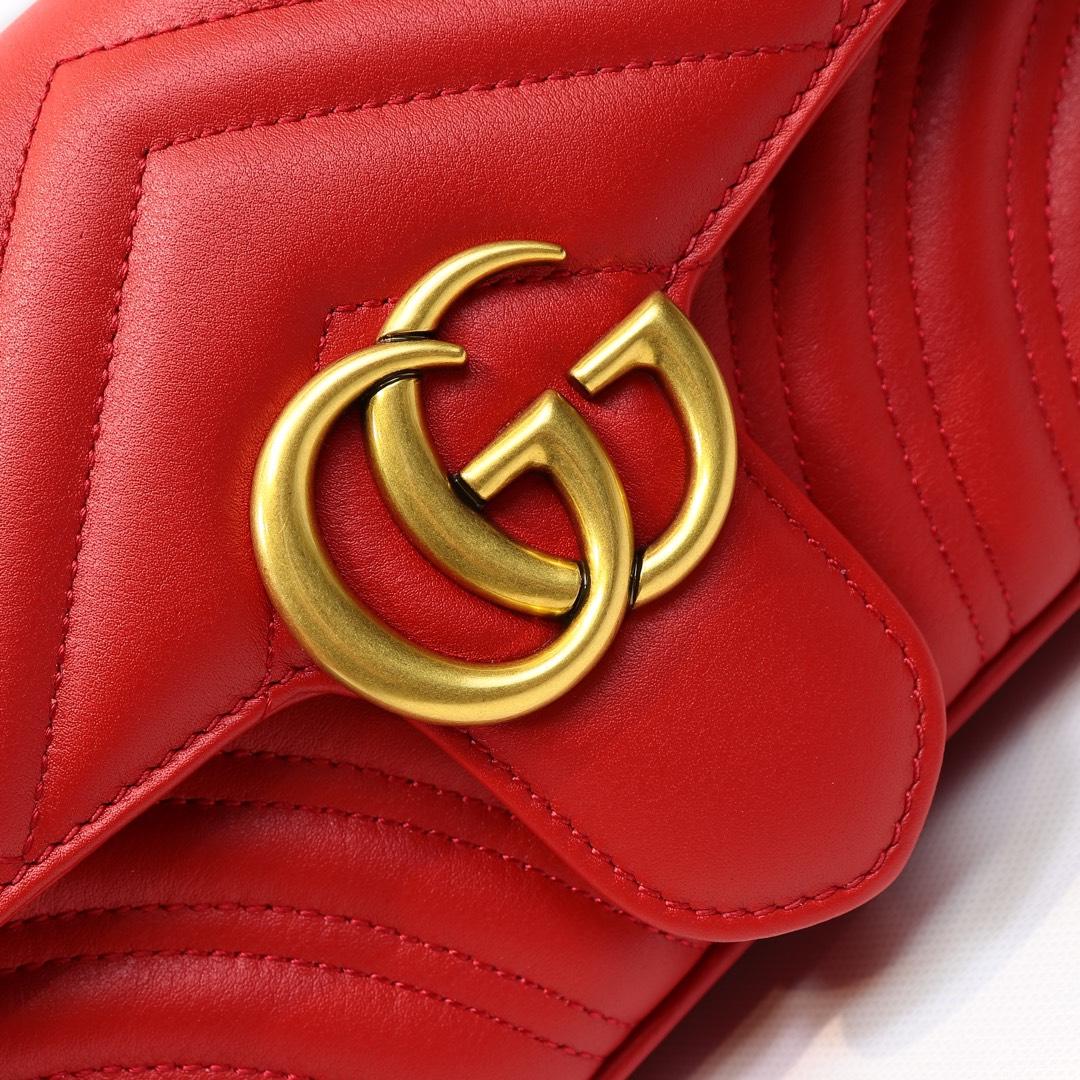 Gvc*1 Marmont Mini Matelassé Shoulder Bag Red 23cm 446744 Bagsaa