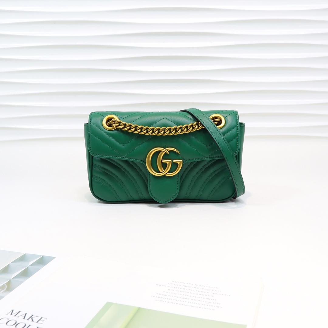Gvc*1 Marmont Mini Matelassé Shoulder Bag Green 23cm 446744 Bagsaa