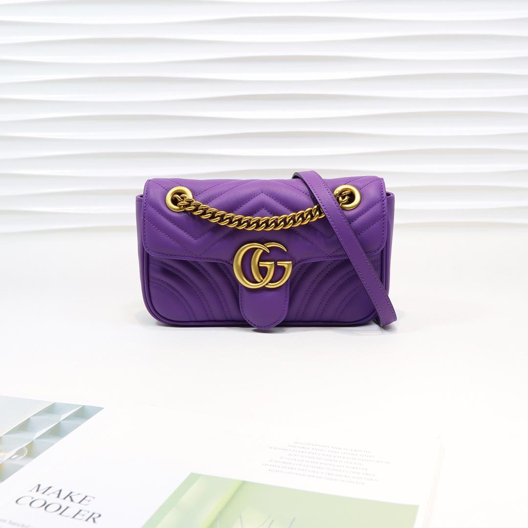 Gvc*1 Marmont Mini Matelassé Shoulder Bag Purple 23cm 446744 Bagsaa