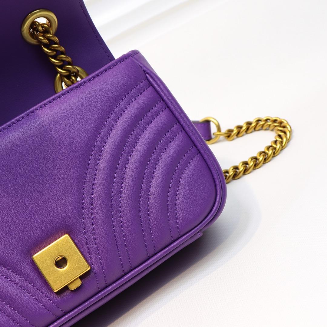 Gvc*1 Marmont Mini Matelassé Shoulder Bag Purple 23cm 446744 Bagsaa