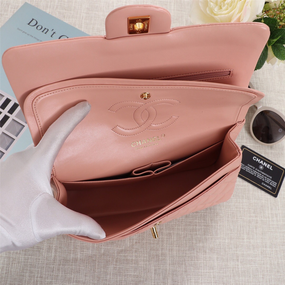 Ch**el Flap Bag 25cm Pink Gold Hardware Bagsaa