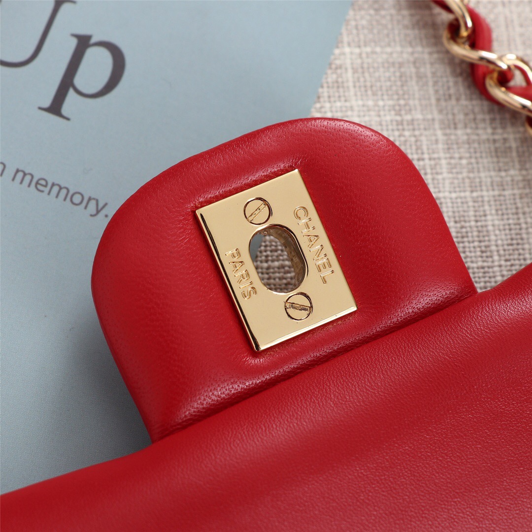 Ch**el Flap Bag 25cm Red Gold Hardware Bagsaa