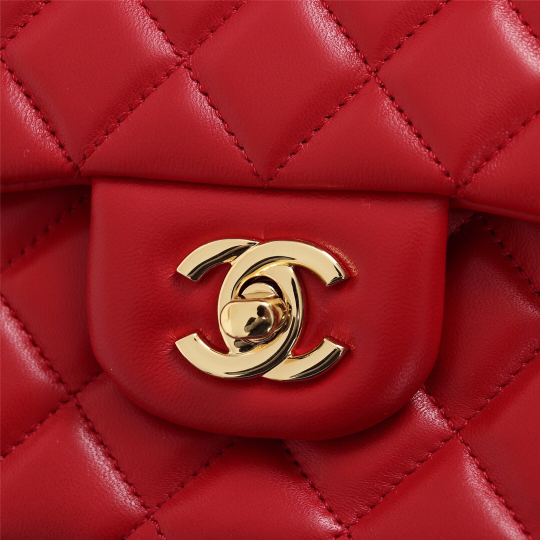 Ch**el Flap Bag 25cm Red Gold Hardware Bagsaa