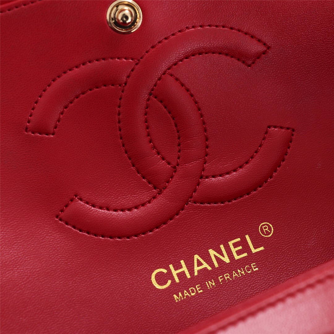 Ch**el Flap Bag 25cm Red Gold Hardware Bagsaa