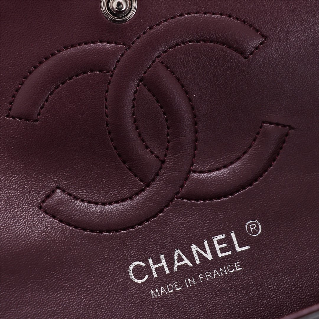 Ch**el Flap Bag 25cm Wine Red Gold Hardware Bagsaa