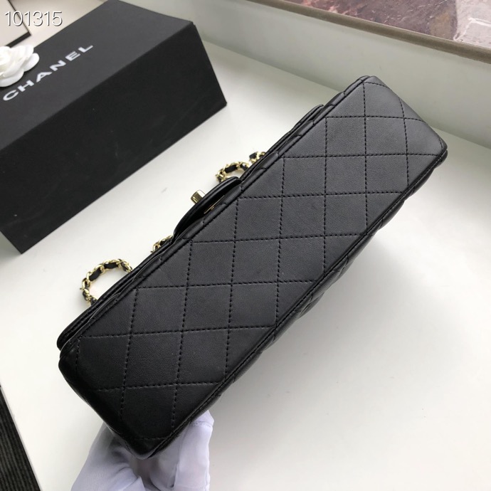 Ch**el Flap Bag 25cm Black Gold Hardware Bagsaaa