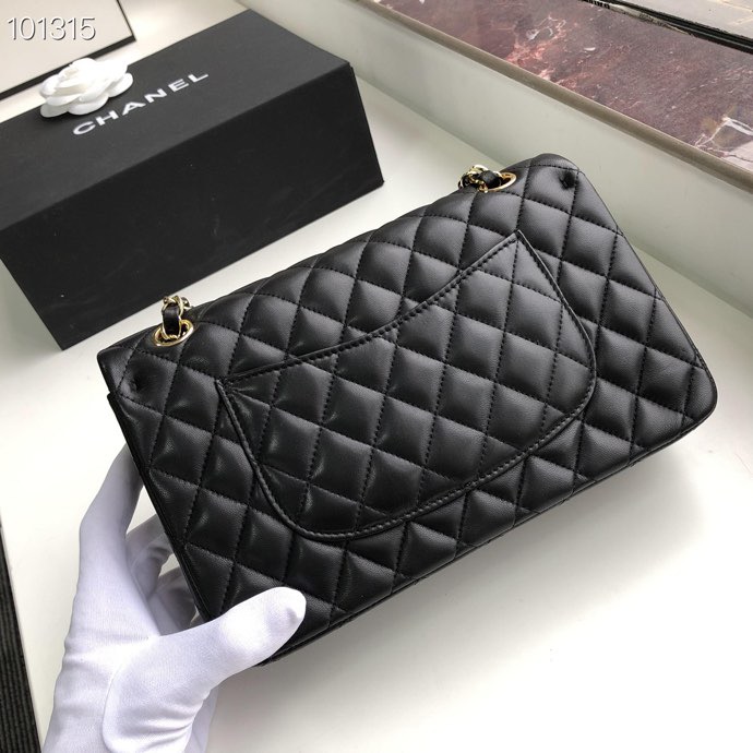 Ch**el Flap Bag 25cm Black Gold Hardware Bagsaaa
