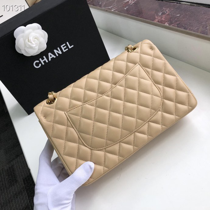 Ch**el Flap Bag 25cm Apricot Gold Hardware Bagsaa