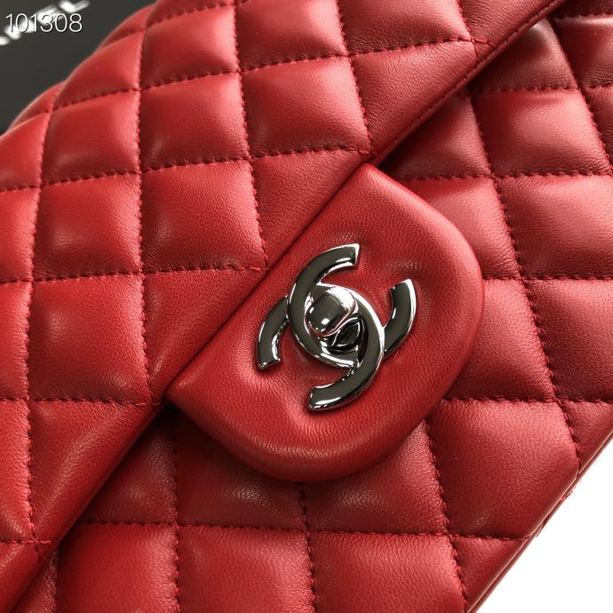 Ch**el Flap Bag 25cm Red Silver Hardware Bagsaa