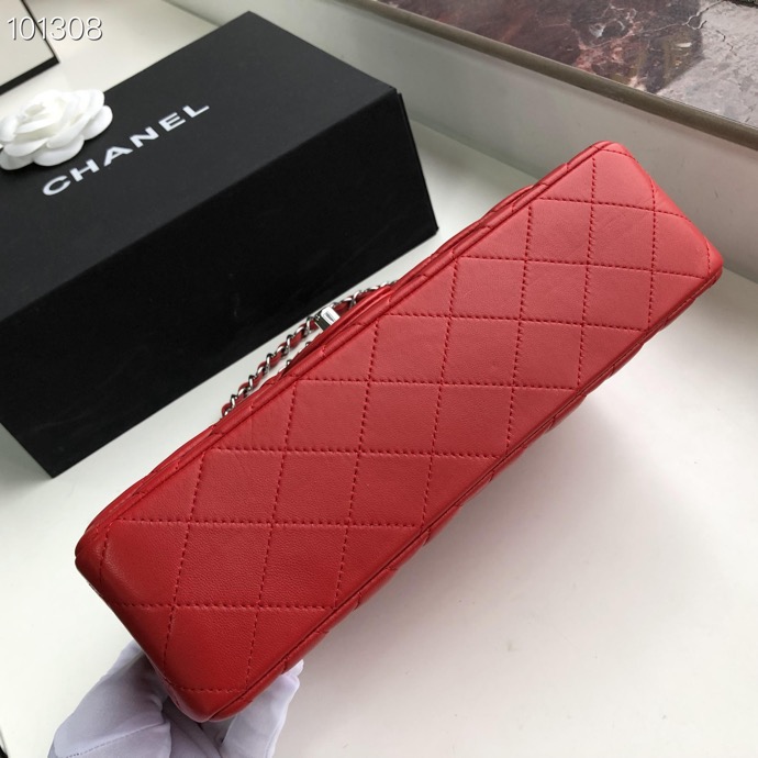 Ch**el Flap Bag 25cm Red Silver Hardware Bagsaa