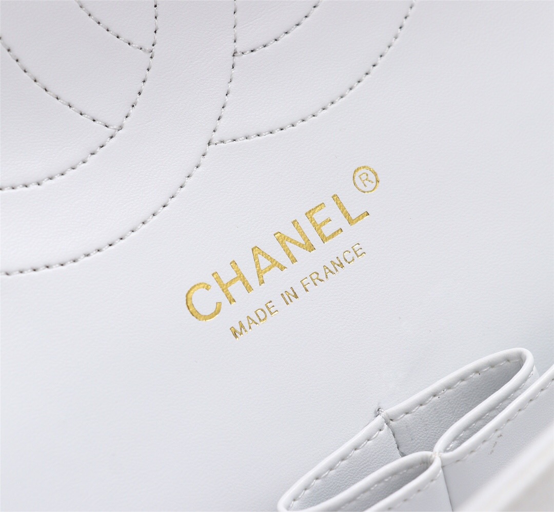 Ch**el Flap Bag 1113 30cm Cavier White Gold Hardware