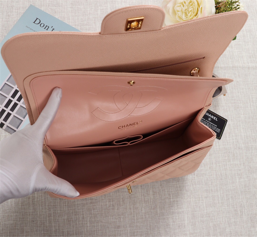 Ch**el Flap Bag 1113 30cm Cavier Pink Gold Hardware
