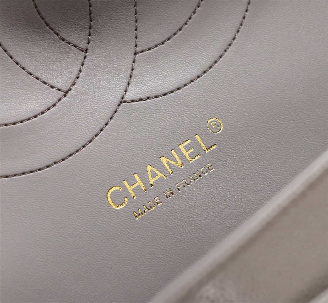 Ch**el Flap Bag 1113 30cm Cavier Gray Gold Hardware