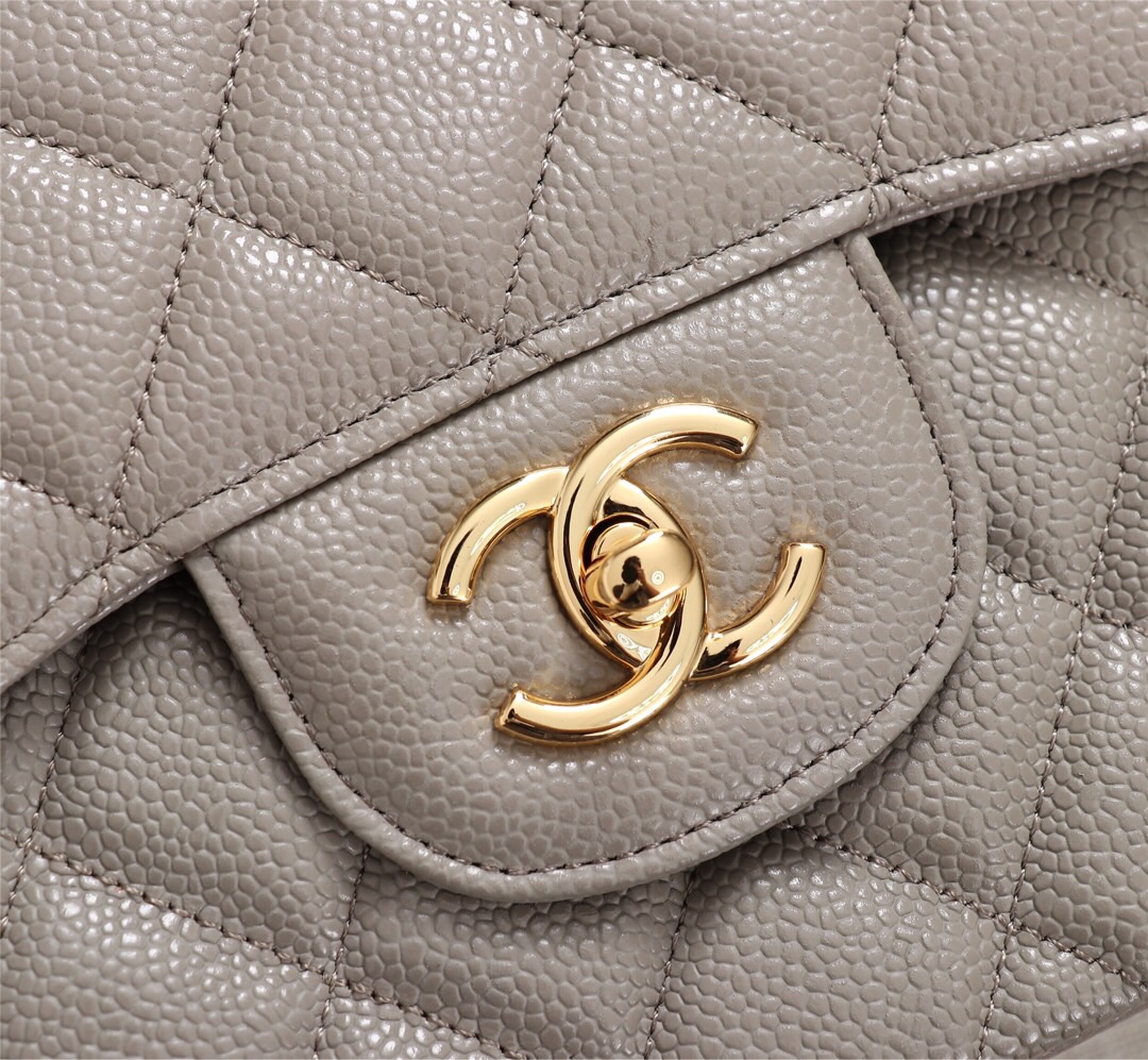 Ch**el Flap Bag 1113 30cm Cavier Gray Gold Hardware
