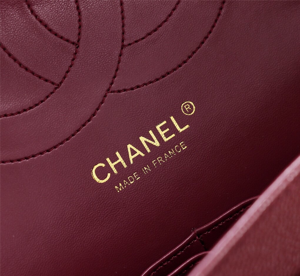 Ch**el Flap Bag 1113 30cm Cavier Wine Red Gold Hardware