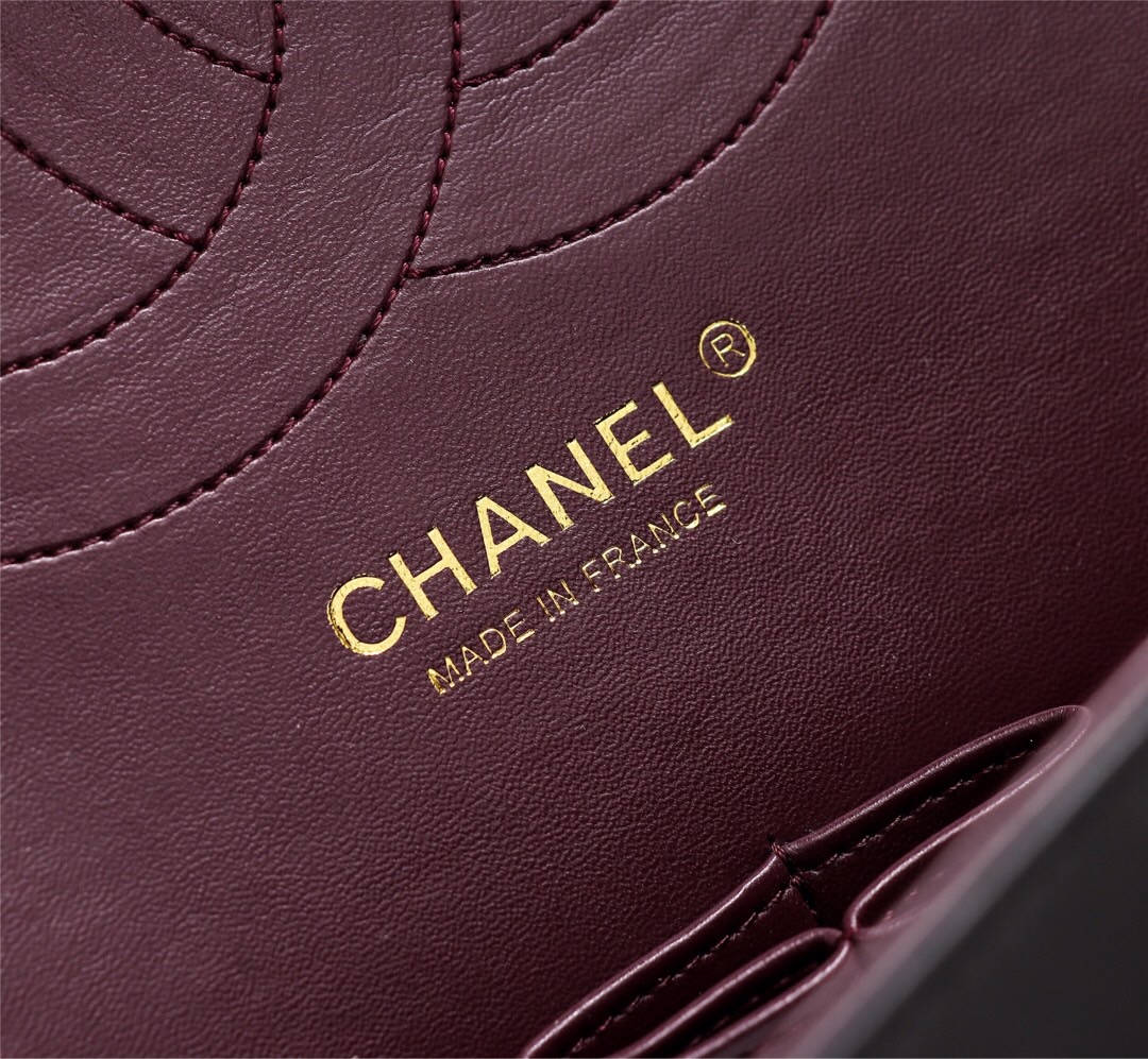 Ch**el Flap Bag 1113 30cm Lambskin Black Gold Hardware