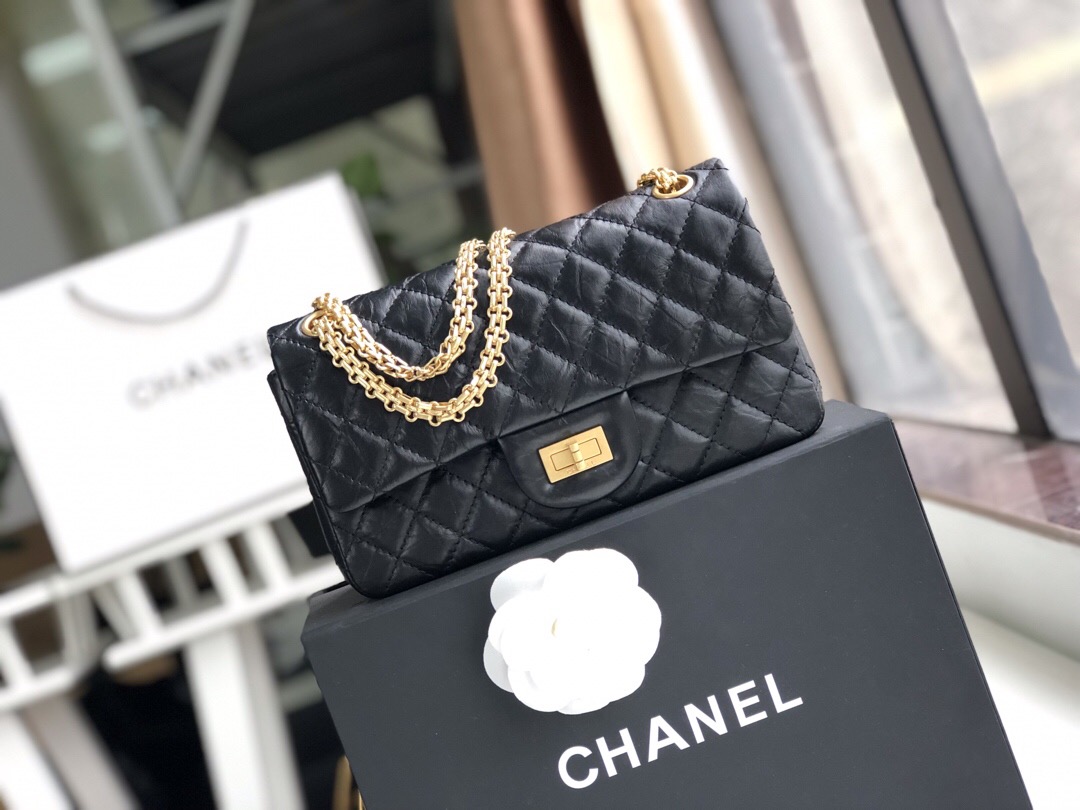 Ch**el Bag 25cm Black with Gold Hardware 