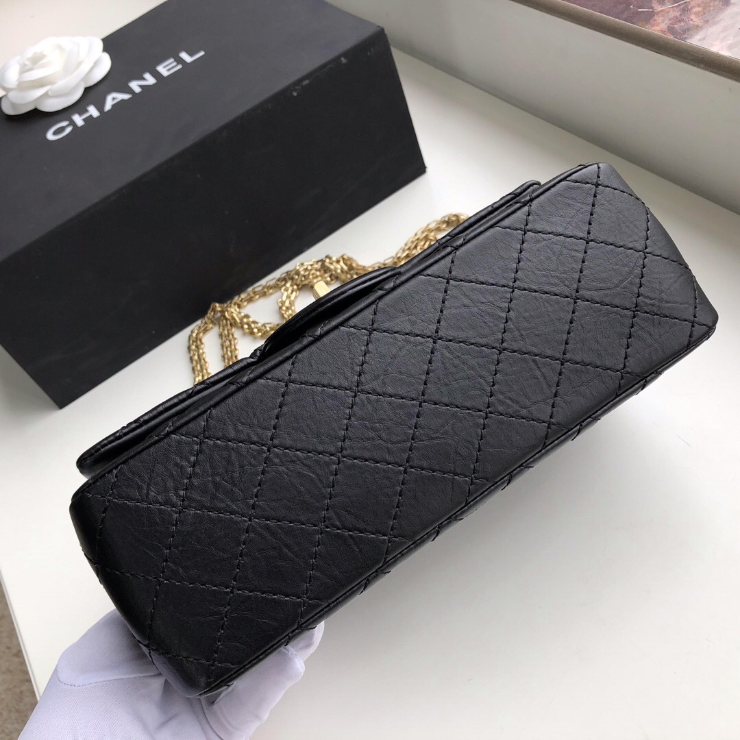 Ch**el Bag 25cm Black with Gold Hardware