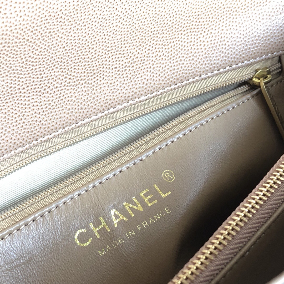 Ch**el Coco Handle Gold Caviar Camel 28 cm