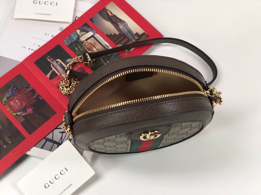 Gvc*1 Ophidia mini GG round shoulder bag 550618 Brown