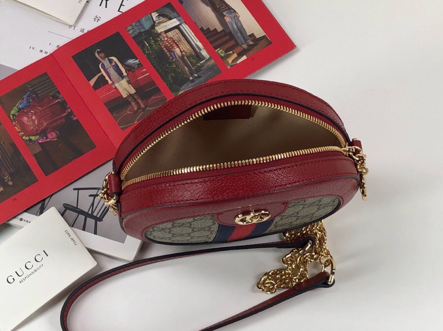 Gvc*1 Ophidia mini GG round shoulder bag 550618 Red