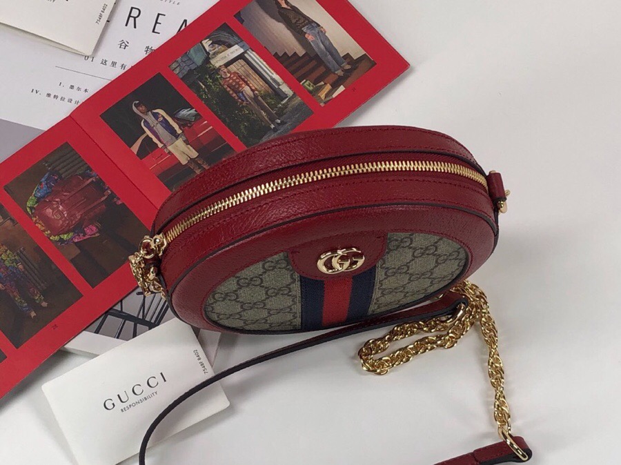 Gvc*1 Ophidia mini GG round shoulder bag 550618 Red