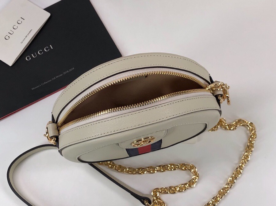 Gvc*1 Ophidia mini GG round shoulder Leather bag 550618 White