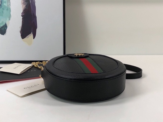 Gvc*1 Ophidia mini GG round shoulder Leather bag 550618 Black