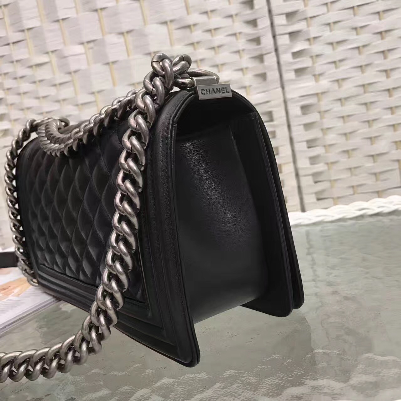 Ch**el Leboy Lambskin Black 25cm silver hardware