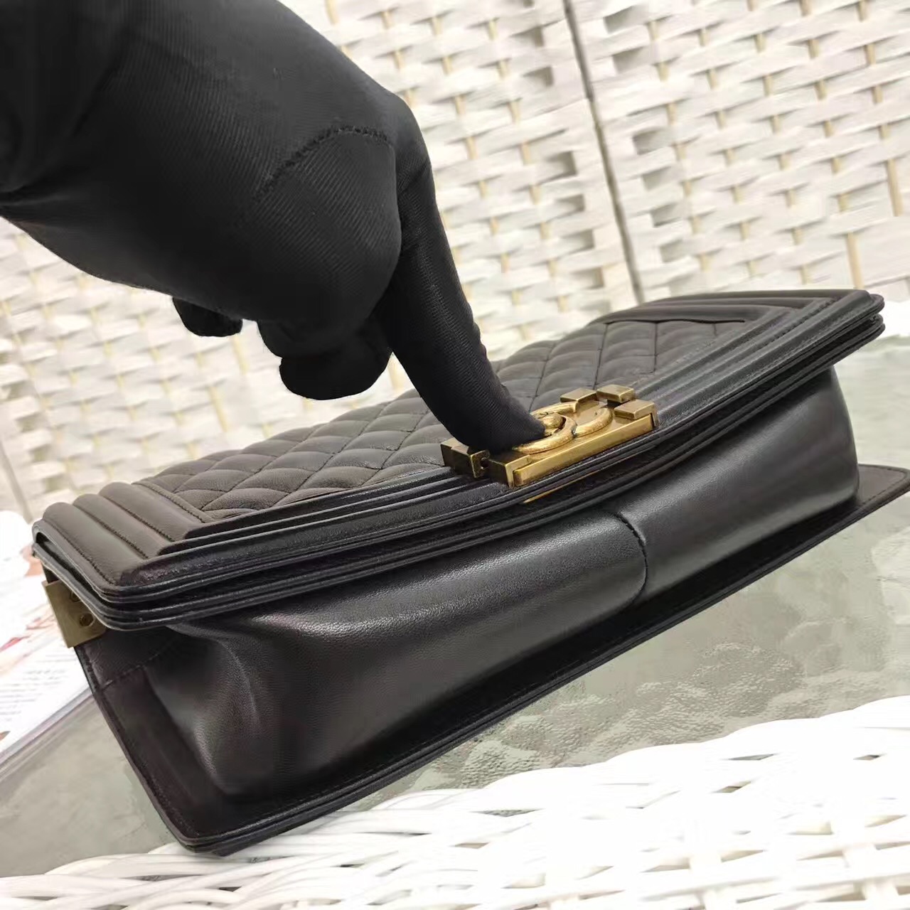 Ch**el Leboy Lambskin Black 25cm Gold hardware