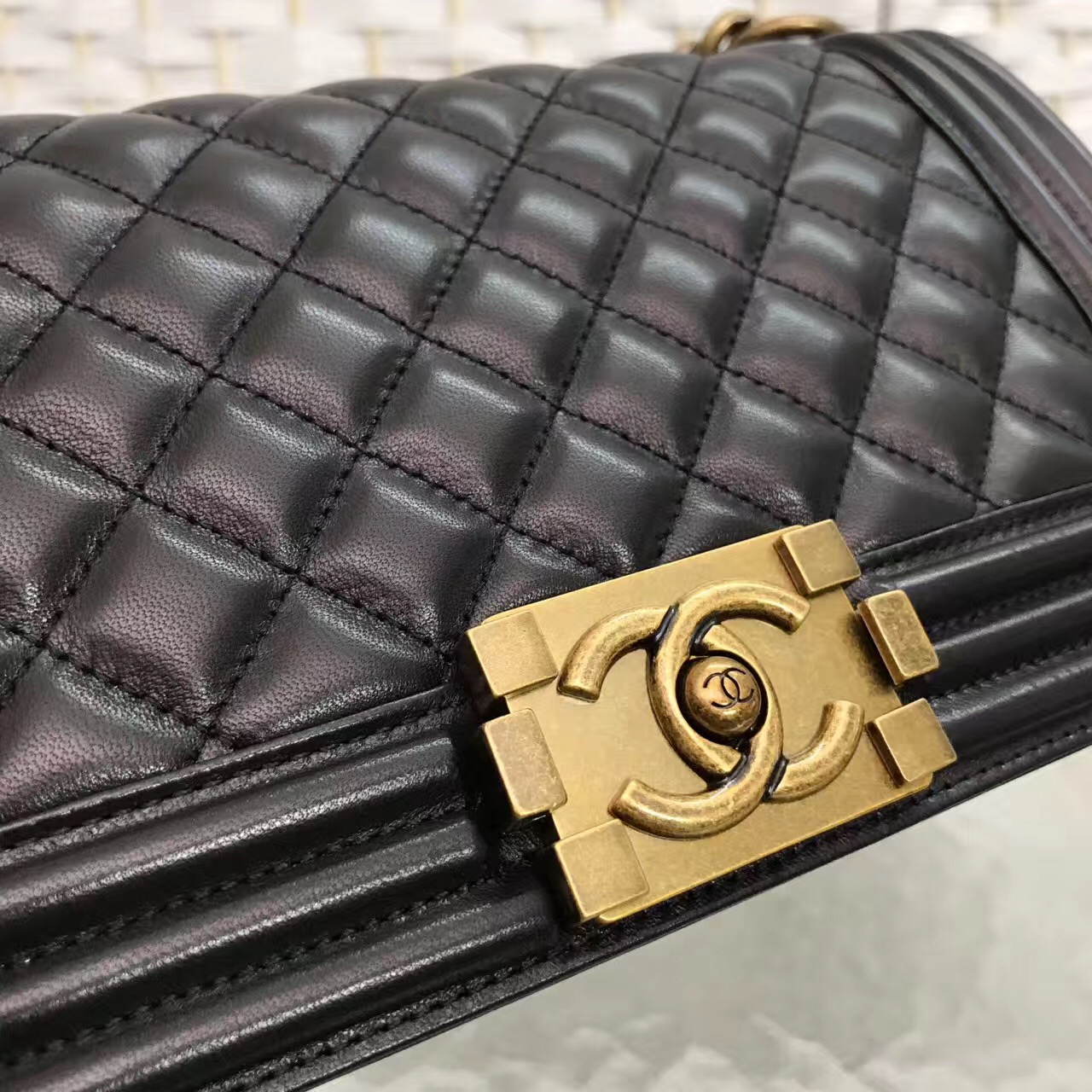 Ch**el Leboy Lambskin Black 25cm Gold hardware
