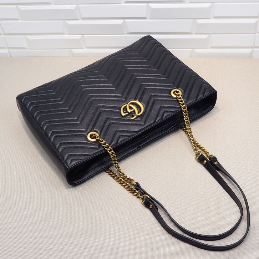 Gvc*1 GG Marmont matelassé medium tote Black 524578