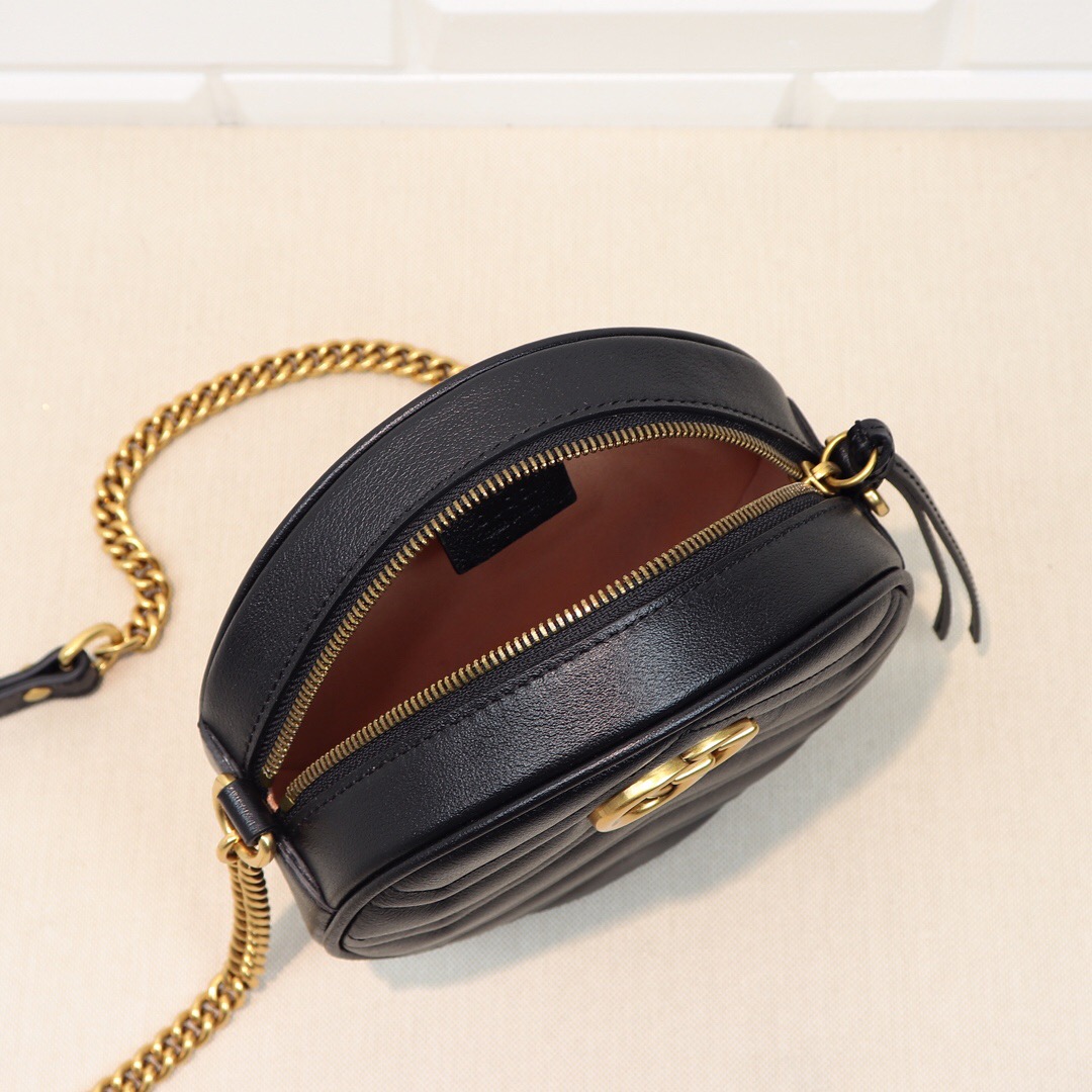 Gvc*1 GG Marmont mini round shoulder bag Black 550154