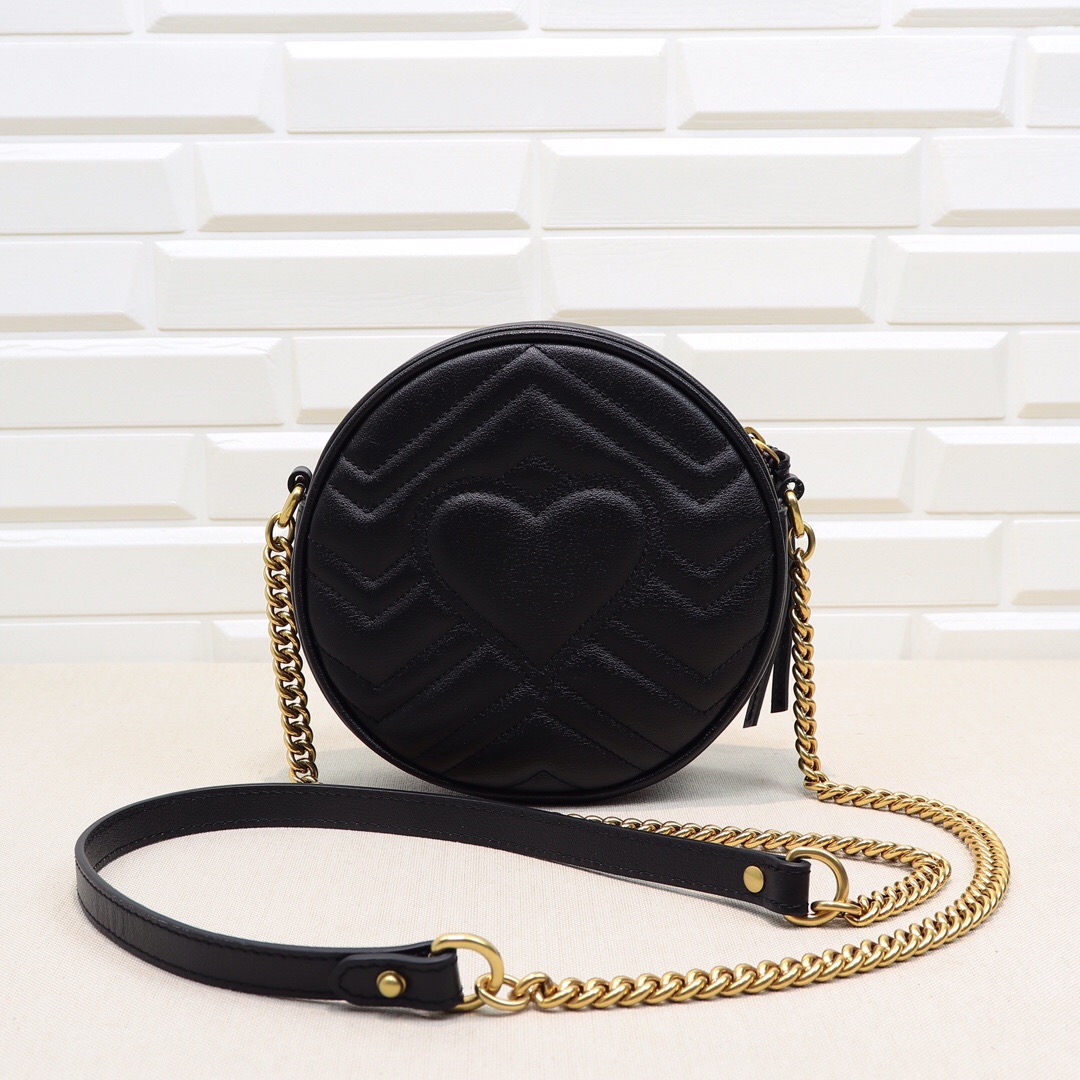Gvc*1 GG Marmont mini round shoulder bag Black 550154