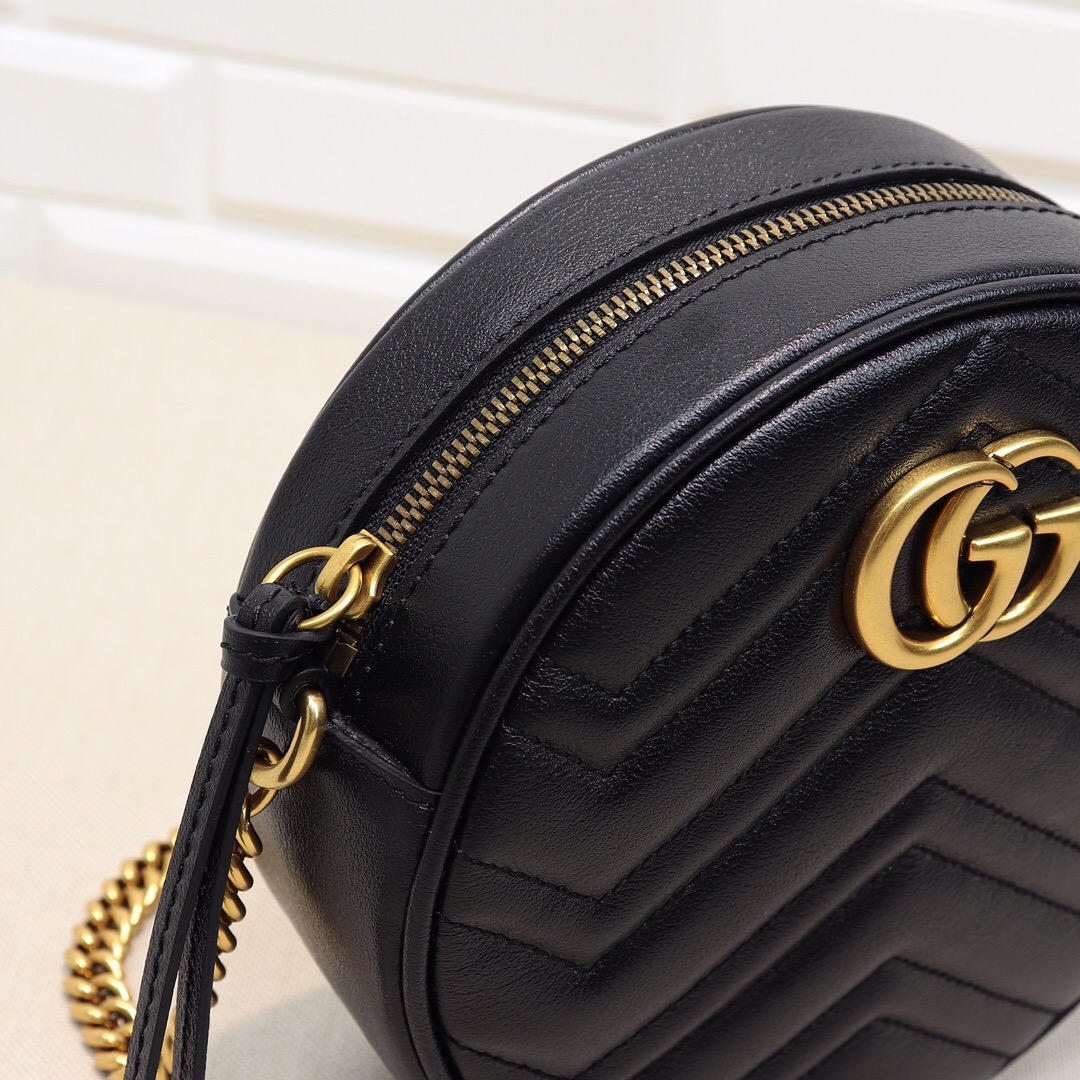 Gvc*1 GG Marmont mini round shoulder bag Black 550154
