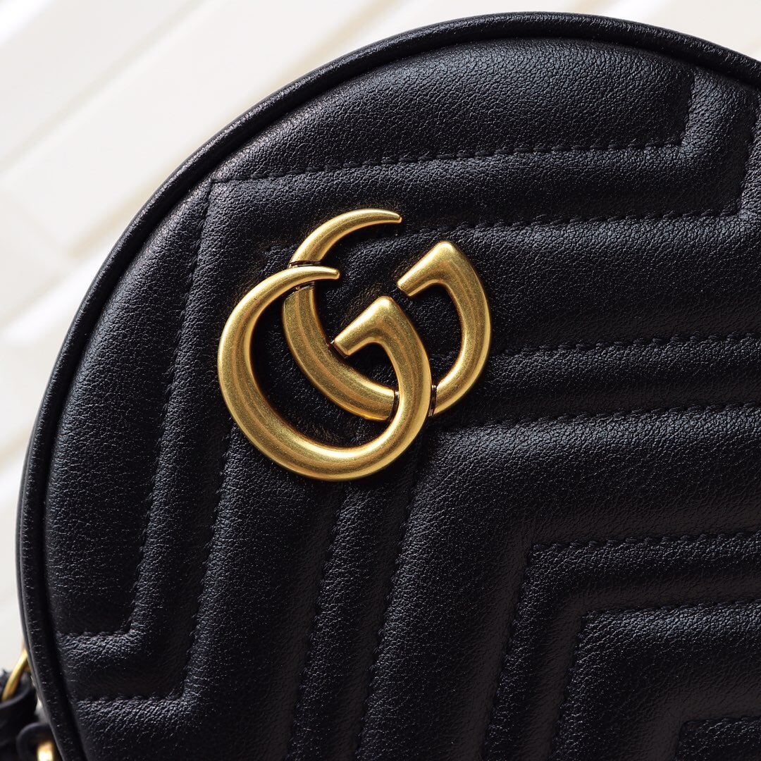 Gvc*1 GG Marmont mini round shoulder bag Black 550154