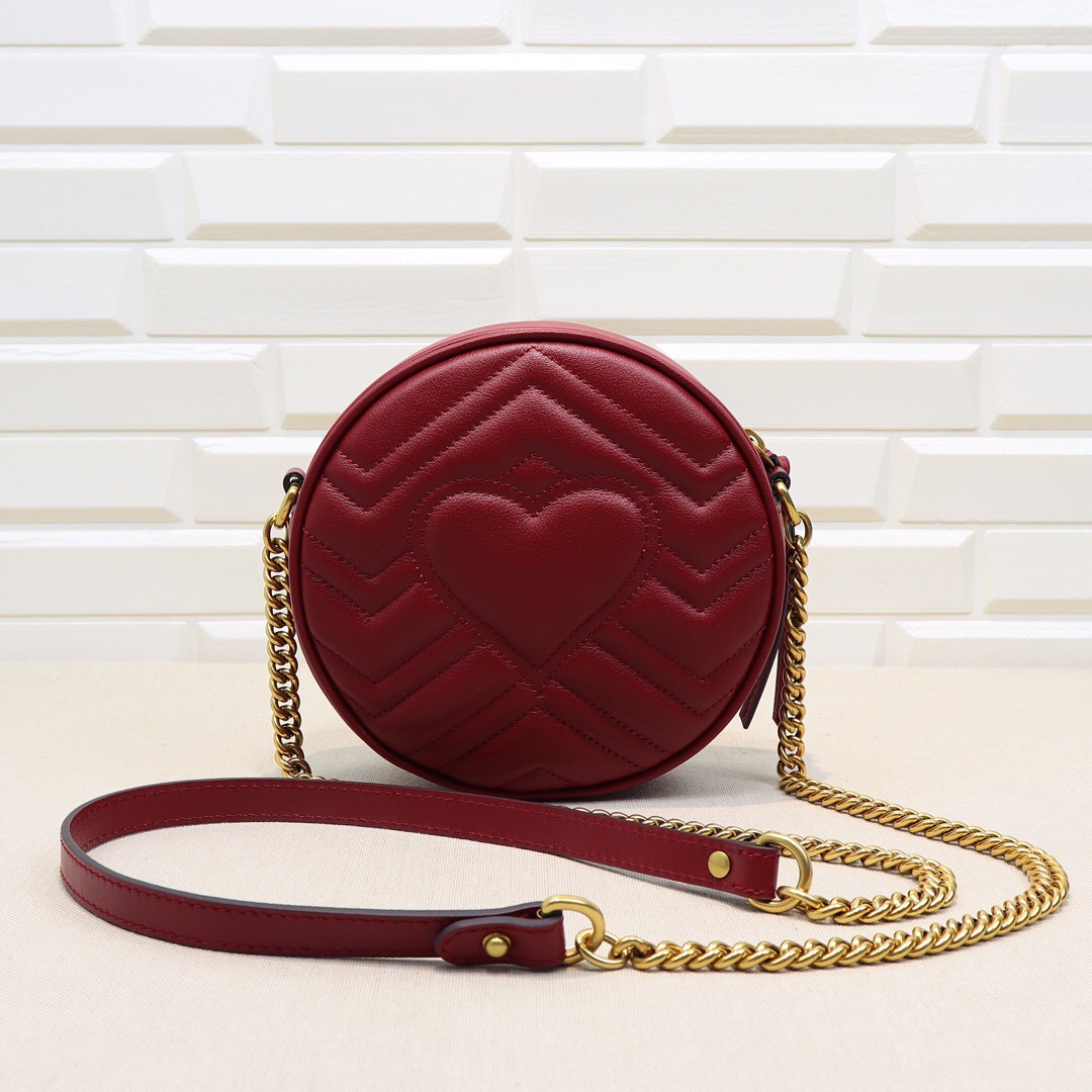Gvc*1 GG Marmont mini round shoulder bag Red 550154