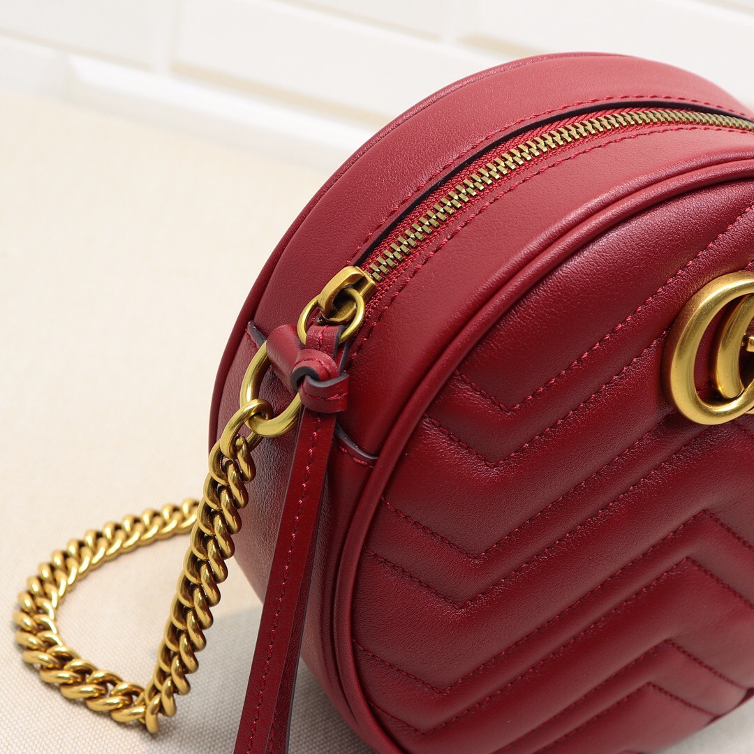 Gvc*1 GG Marmont mini round shoulder bag Red 550154